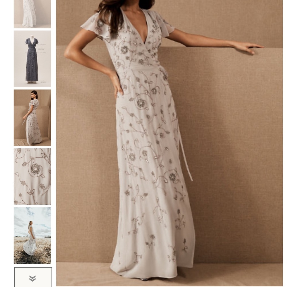 NWOT BHLDN PLYMOUTH DRESS BEADED GOWN IN FOG Z227-13